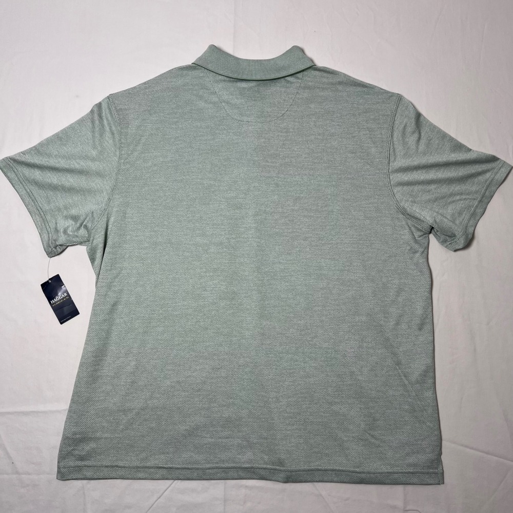 Haggar Mens XL Polo Shirt Sage Green Easy Care Stretch Short Sleeve New W/ Tags - Picture 4 of 9